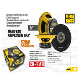 Medio Rango Coustic CO-8MB 530 Watts 8 Pulgadas 4 Ohms 120 Watts RMS - Audioshop México lo mejor en Car Audio en México -  Coustic