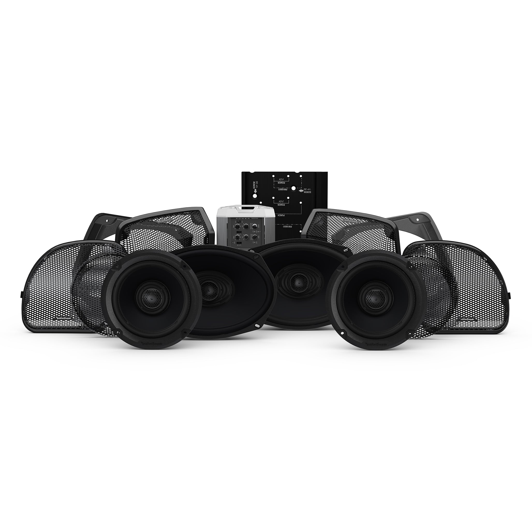 Kit de 4 Bocinas y Amplificador Rockford Fosgate HD14RGSG-STAGE3 para Harley-Davidson® Road Glide® y Street Glide® Modelos 2014 en adelante - Audioshop México lo mejor en Car Audio en México -  Rockford Fosgate